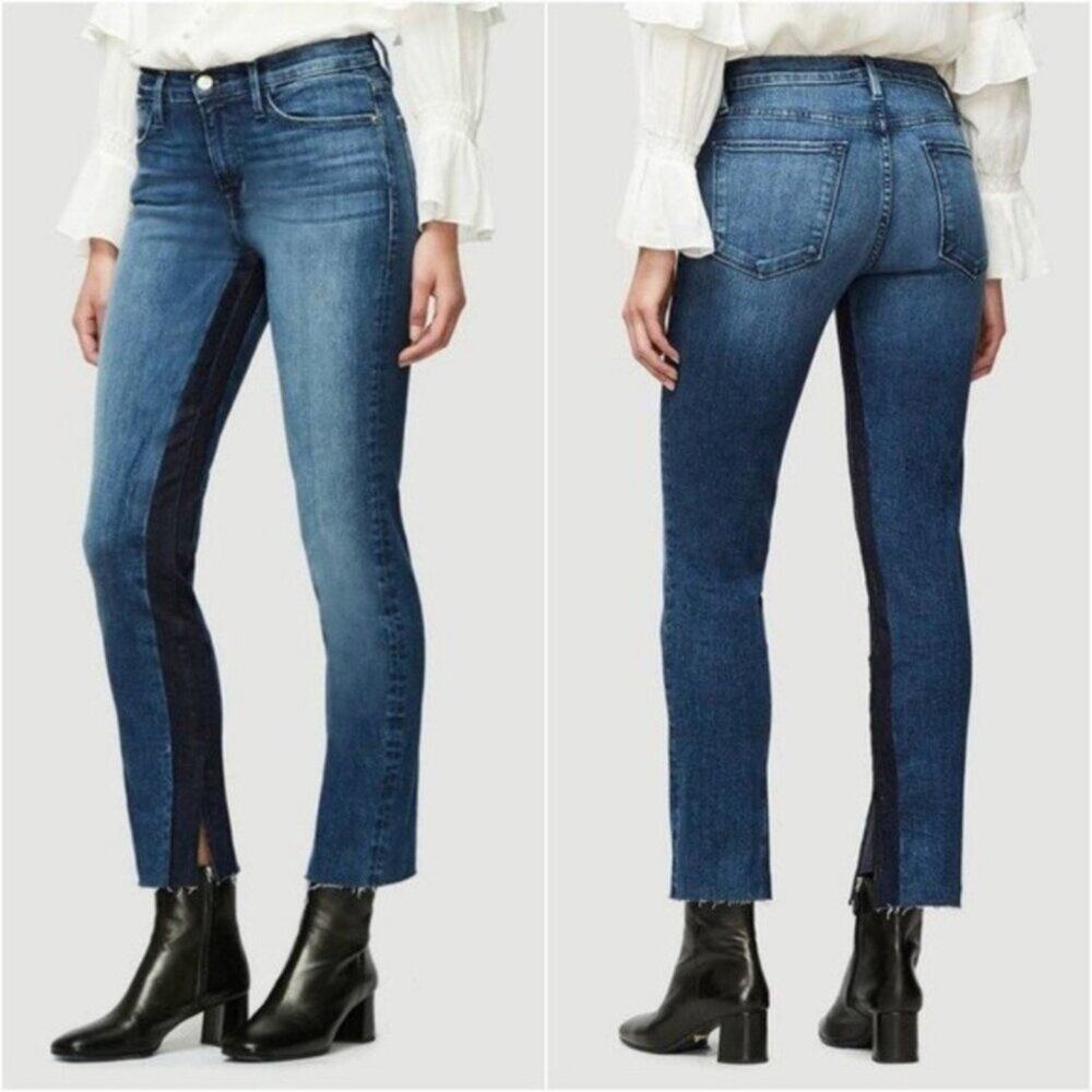 FRAME DENIM Le High Straight Gusset Raw Edge Split hem in Elaine size 24